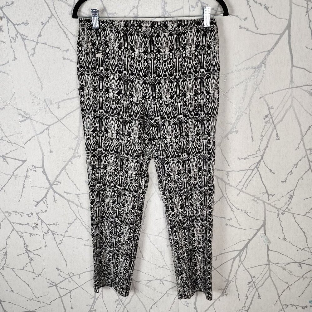 Lisette L Artsy Aztec Stretch Knit Pull On Mid Rise Ankle Pants